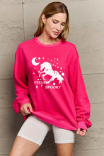 Women’s hot pink long-sleeve graphic drop shoulder sweatshirt