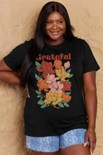 Simply Love Full Size GRATEFUL Flower Graphic Cotton T-Shirt Woman T Shirts