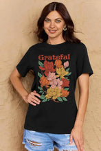 Simply Love Full Size GRATEFUL Flower Graphic Cotton T-Shirt Woman T Shirts