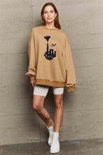 Simply Love womens tan Halloween element graphic oversized sweatshirt