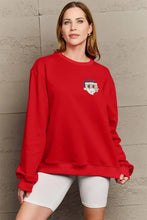 Simply Love graphic long sleeve red crew neck sweatshirt