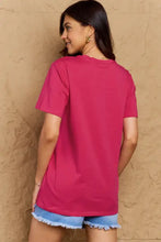 Fuchsia pink short-sleeved Simply Love drama llama graphic cotton tee