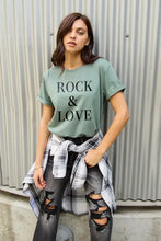 Simply Love Full Size ROCK ＆ LOVE Short Sleeve T-Shirt Woman T Shirts
