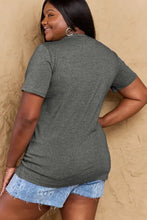 Simply Love mom life graphic olive green plus size short sleeve length cotton t-shirt with distressed denim shorts