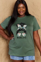 Simply Love mom life graphic olive green floral tee with lace shorts
