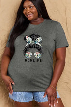 Simply Love mom life graphic short sleeve length cotton tee in charcoal gray