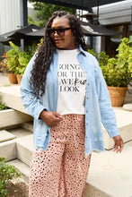 Simply Love short sleeve graphic tee with light blue denim shirt