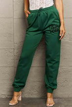 Simply Love womens dark green drawstring jogger sweatpants with elastic cuffs