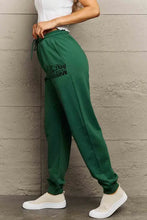 Simply Love womens dark green drawstring jogger sweatpants with elastic cuffs