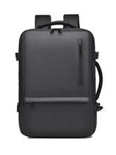 Sleek black adjustable straps backpack bag with USB port and zippers