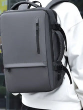 Sleek black adjustable straps backpack bag with USB port and compartments