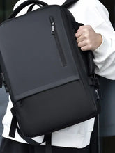 Sleek black adjustable straps backpack bag with USB port and zippers