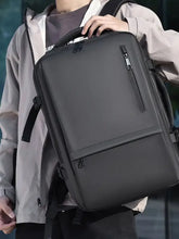 Sleek black adjustable straps backpack bag with USB port and compartments
