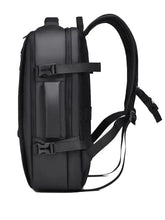 Sleek black adjustable straps backpack bag with padded straps and USB port