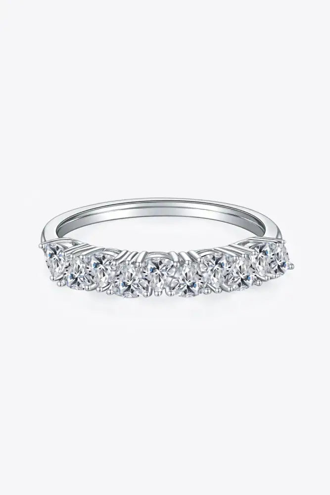 1 carat moissanite sterling silver ring with sparkling diamonds