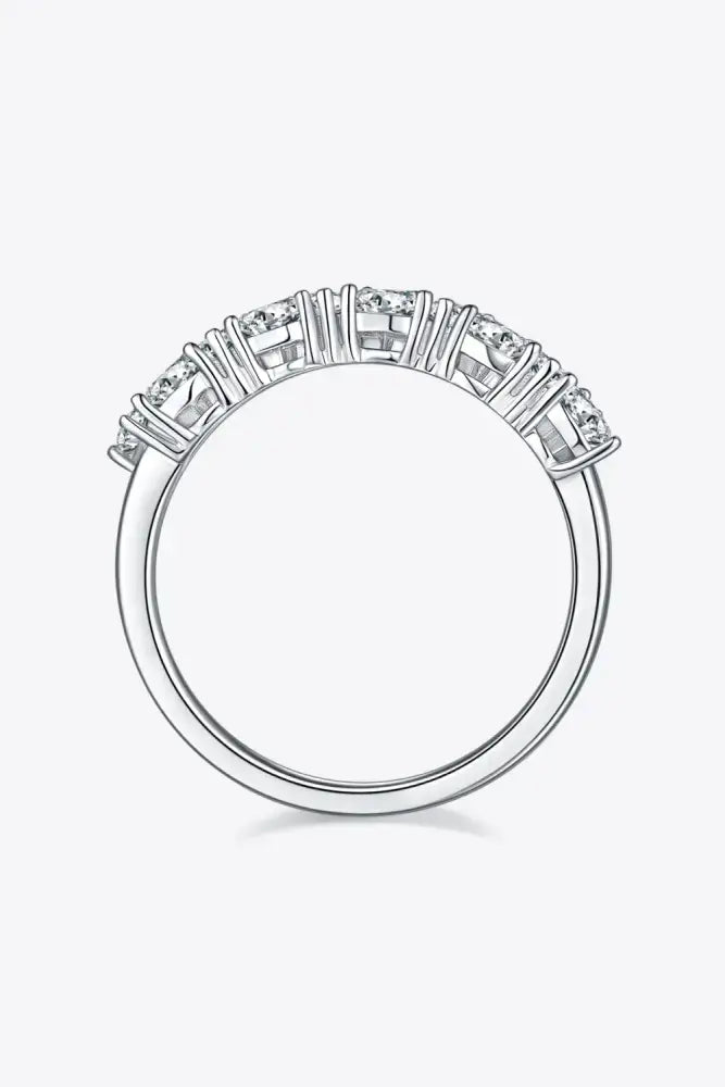 Elegant 1 carat moissanite sterling silver ring with five sparkling stones