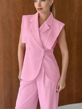 Sleeveless pink blazer from Sleeveless Blazer & Wide Leg Pants Set