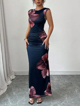 Sleeveless Floral Print Maxi Dress for Women Black