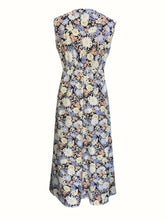 Sleeveless Floral Print V-Neck Maxi Dress