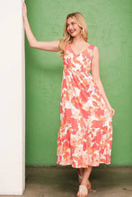 Sleeveless Floral Print V Neck Midi Dress for Summer