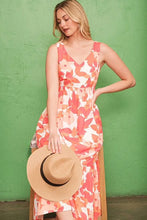 Sleeveless Floral Print V Neck Midi Dress for Summer
