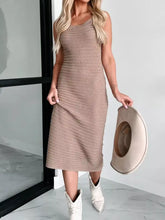 Sleeveless knit bodycon sweater dress in beige with textured weave