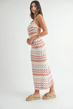 Sleeveless Pointelle Chevron Knit Maxi Dress for Women Woman Sweater Dresses
