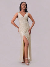 Sleeveless Sequin Maxi Gown with Thigh High Slit