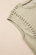 Sleeveless Tan Top with Pearl Studded Shoulder Detail