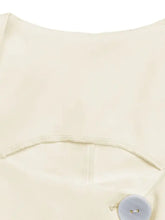 Cream-colored satin blouse with blue button in Sleeveless Vest and Pleated Maxi Skirt Set