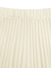 Cream-colored pleated maxi skirt with elastic waistband from Sleeveless Vest Set