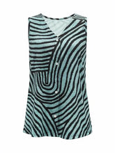 Sleeveless Zebra Print Button-Up Tank Top Tanks & Camis