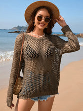Slightly Stretchy Open-Knit Sweater Swimwear Cover-Up for Women Mocha