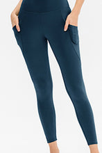 Dark Teal Slim Fit High Waisted Leggings with Pockets for Women
