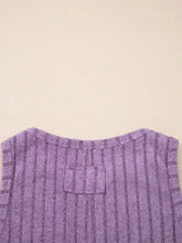 Soft lavender slim ribbed mineral wash tank top showing back with vertical stripes and small patch pocket