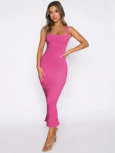 Slit Back Sleeveless Maxi Tank Dress Hot Pink Woman Maxi Dress