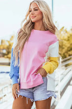 Slit Contrast Round Neck Long Sleeve Sweatshirt Woman Sweatshirts
