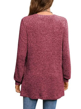 Women’s rich berry marled knit pocketed long sleeve tunic