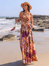 Slit Printed Halter Neck Cami Dress Casual Dresses