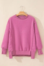 Slit Round Neck Long Sleeve Sweatshirt Woman Sweatshirts