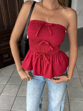 Smocked Bow Tube Top Tanks & Camis