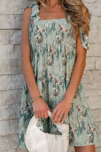 Smocked Printed Tie Shoulder Mini Cami Dress Woman Casual Dress