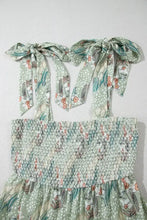 Smocked Printed Tie Shoulder Mini Cami Dress Woman Casual Dress