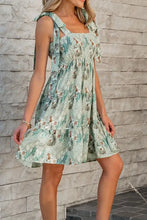 Smocked Printed Tie Shoulder Mini Cami Dress Woman Casual Dress