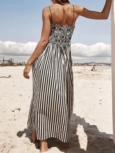 Smocked Striped Square Neck Cami Dress Woman Maxi Dress