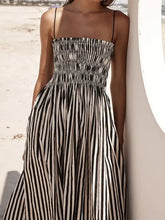 Smocked Striped Square Neck Cami Dress Woman Maxi Dress