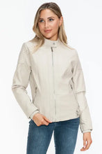 Snobbish Faux Leather Biker Jacket with Side Zip Pockets Woman Outerwear