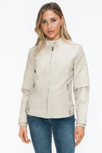 Snobbish Faux Leather Biker Jacket with Side Zip Pockets Woman Outerwear