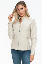 Snobbish Faux Leather Biker Jacket with Side Zip Pockets Woman Outerwear