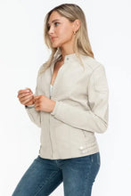 Snobbish Faux Leather Biker Jacket with Side Zip Pockets Woman Outerwear